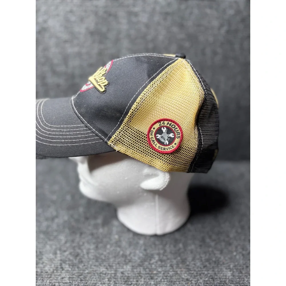 Garage Wear SMI Bubbas Body Shop Garage Trucker Hat Black Yellow Mesh Snapback